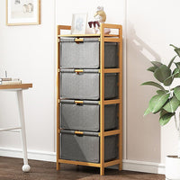 Bamboo Shelf with Storage Hamper - Wooden Bamboo Removable Bags Kings Warehouse 