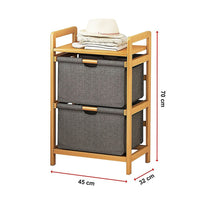 Bamboo Shelf with Storage Hamper – Wooden Organiser with 2 Removable Laundry Bags Furniture Kings Warehouse 