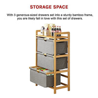 Bamboo Shelf with Storage Hamper – Wooden Organiser with 3 Removable Laundry Bags Furniture Kings Warehouse 