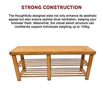 Bamboo Shoe Rack Wooden Bench Storage Organiser Cabinet Holder Stool Furniture Kings Warehouse 
