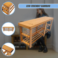 Bamboo Shoe Rack Wooden Bench Storage Organiser Cabinet Holder Stool Furniture Kings Warehouse 
