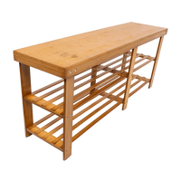 Bamboo Shoe Rack Wooden Bench Storage Organiser Cabinet Holder Stool Furniture Kings Warehouse 