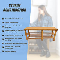 Bamboo Shoe Rack Wooden Bench Storage Organiser Cabinet Holder Stool Furniture Kings Warehouse 