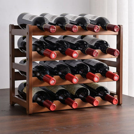 Bamboo Stackable Modular Freestanding Countertop Wine Shelf Rack Furniture Kings Warehouse 
