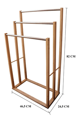 Bamboo Towel Bar Metal Holder Rack 3-Tier Freestanding for Bathroom and Bedroom Home & Garden Kings Warehouse 