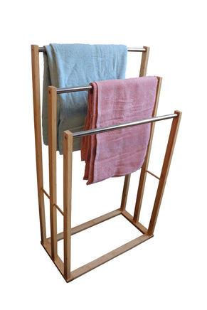 Bamboo Towel Bar Metal Holder Rack 3-Tier Freestanding for Bathroom and Bedroom Home & Garden Kings Warehouse 