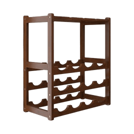 Bamboo Wine Rack Free Standing 15 Bottles with 6 Glasses Holder Storage in Dark Brown Furniture Kings Warehouse