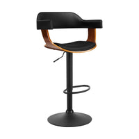Bar Stools Gas Lift Leather w/Armrest All Black Furniture Kings Warehouse 