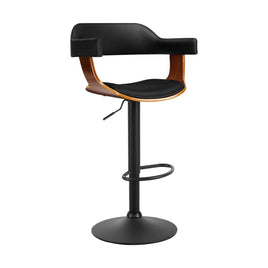 Bar Stools Gas Lift Leather w/Armrest All Black Furniture Kings Warehouse 