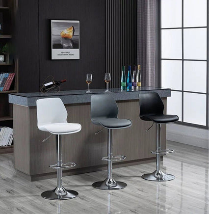 Bar Stools Kitchen Bar Stool Leather Barstools Swivel Gas Lift Counter Chairs x2 BS8404 Black Furniture Kings Warehouse 