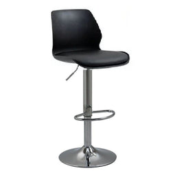 Bar Stools Kitchen Bar Stool Leather Barstools Swivel Gas Lift Counter Chairs x2 BS8404 Black Furniture Kings Warehouse 