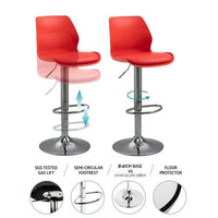 Bar Stools Kitchen Bar Stool Leather Barstools Swivel Gas Lift Counter Chairs x2 BS8404 Black Furniture Kings Warehouse 