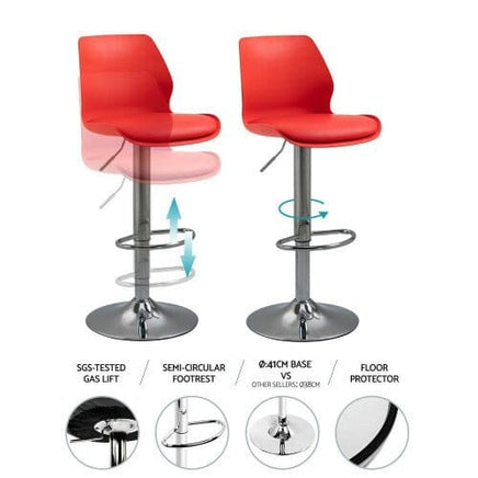 Bar Stools Kitchen Bar Stool Leather Barstools Swivel Gas Lift Counter Chairs x2 BS8404 Black Furniture Kings Warehouse 