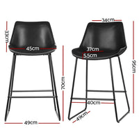 Bar Stools Kitchen Counter Barstools Leather Metal Chairs Black x2 Furniture Kings Warehouse 