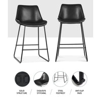 Bar Stools Kitchen Counter Barstools Leather Metal Chairs Black x2 Furniture Kings Warehouse 