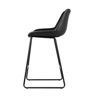 Bar Stools Kitchen Counter Barstools Leather Metal Chairs Black x2 Furniture Kings Warehouse 