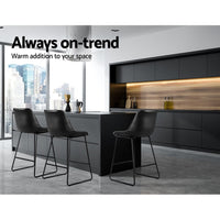 Bar Stools Kitchen Counter Barstools Leather Metal Chairs Black x2 Furniture Kings Warehouse 