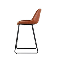 Bar Stools Kitchen Counter Barstools Leather Metal Chairs Brown x2 Furniture Kings Warehouse 
