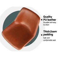 Bar Stools Kitchen Counter Barstools Leather Metal Chairs Brown x2 Furniture Kings Warehouse 