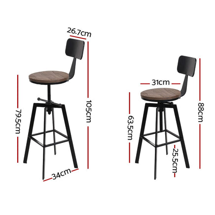 Bar Stools Kitchen Counter Chairs Vintage Metal Chairs x2 Furniture Kings Warehouse 