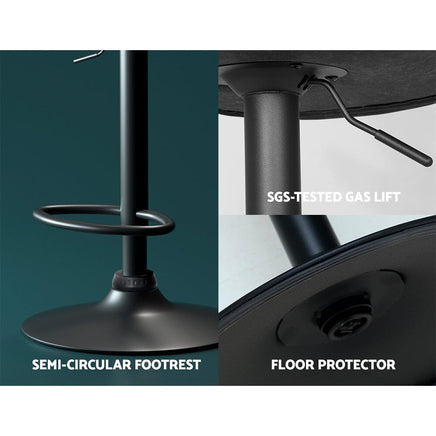 Bar Stools Kitchen Counter Stools Swivel Gas Lift Vintage Chairs Black x2 Furniture Kings Warehouse 