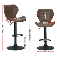 Bar Stools Kitchen Counter Stools Swivel Gas Lift Vintage Chairs Brown x2 Furniture Kings Warehouse 