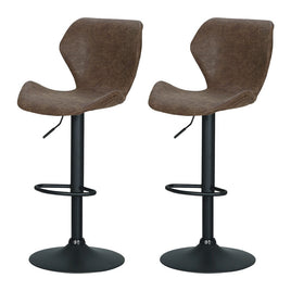 Bar Stools Kitchen Counter Stools Swivel Gas Lift Vintage Chairs Brown x2 Furniture Kings Warehouse 