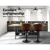 Bar Stools Kitchen Leather Barstools Swivel Gas Lift Chairs Black x2 Furniture Kings Warehouse 