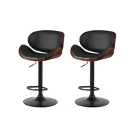 Bar Stools Kitchen Leather Barstools Swivel Gas Lift Chairs Black x2 Furniture Kings Warehouse 