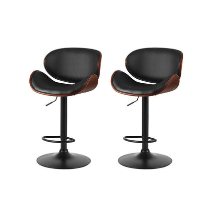 Bar Stools Kitchen Leather Barstools Swivel Gas Lift Chairs Black x2 Furniture Kings Warehouse 