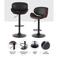 Bar Stools Kitchen Leather Barstools Swivel Gas Lift Chairs Black x2 Furniture Kings Warehouse 