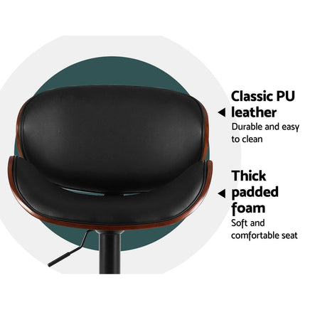 Bar Stools Kitchen Leather Barstools Swivel Gas Lift Chairs Black x2 Furniture Kings Warehouse 