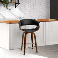 Bar Stools Swivel PU Seat Wooden Furniture Kings Warehouse 