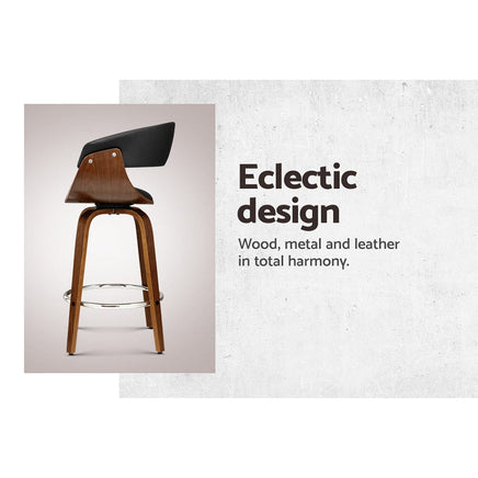Bar Stools Swivel PU Seat Wooden Furniture Kings Warehouse 