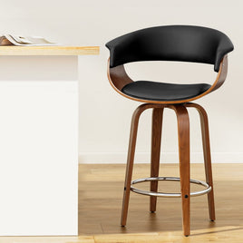 Bar Stools Swivel PU Seat Wooden Furniture Kings Warehouse 