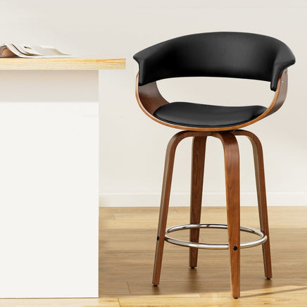 Bar Stools Swivel PU Seat Wooden Furniture Kings Warehouse 