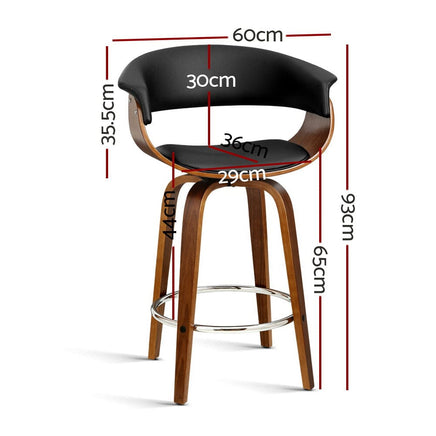 Bar Stools Swivel PU Seat Wooden Furniture Kings Warehouse 