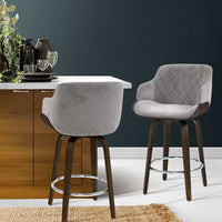 Bar Stools Swivel Velvet Padded Wooden Furniture Kings Warehouse 