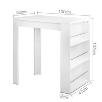 Bar Table 3-tier Storage Shelves White Furniture Kings Warehouse 