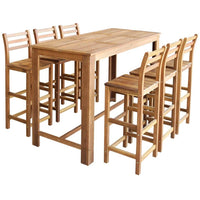 Bar Table and Chair Set 7 Pieces Solid Acacia Wood dining Kings Warehouse 