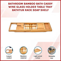 Bathroom Bamboo Bath Caddy Wine Glass Holder Table Tray Bathtub Rack Soap Shelf Home & Garden Kings Warehouse 
