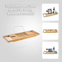 Bathroom Bamboo Bath Caddy Wine Glass Holder Table Tray Bathtub Rack Soap Shelf Home & Garden Kings Warehouse 