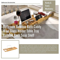 Bathroom Bamboo Bath Caddy Wine Glass Holder Table Tray Bathtub Rack Soap Shelf Home & Garden Kings Warehouse 