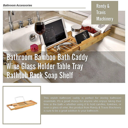 Bathroom Bamboo Bath Caddy Wine Glass Holder Table Tray Bathtub Rack Soap Shelf Home & Garden Kings Warehouse 