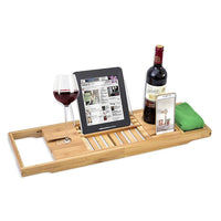 Bathroom Bamboo Bath Caddy Wine Glass Holder Table Tray Bathtub Rack Soap Shelf Kings Warehouse 