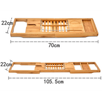 Bathroom Bamboo Bath Caddy Wine Glass Holder Table Tray Bathtub Rack Soap Shelf Kings Warehouse 