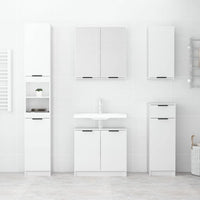 Bathroom Cabinet High Gloss White 32x34x188.5cm Engineered Wood Kings Warehouse 
