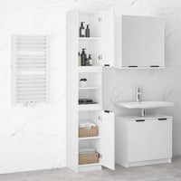 Bathroom Cabinet High Gloss White 32x34x188.5cm Engineered Wood Kings Warehouse 