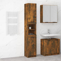 Bathroom Cabinet Smoked Oak 32x34x188.5 cm Engineered Wood