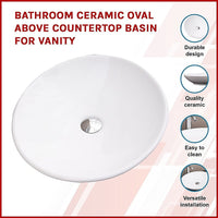 Bathroom Ceramic Oval Above Countertop Basin for Vanity Kings Warehouse 